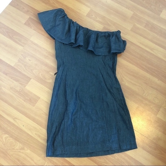 Trina Turk Denim One Shoulder Ruffle Dress - Picture 12 of 16